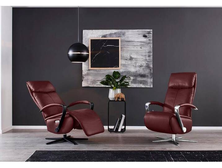 Relaxsessel W.SCHILLIG rumbaa , rot (burgundy z69), B:68cm H:111cm T:82cm, Longlife Xtra-Leder Z69: Das feinnarbige, gedeckte Softleder Z69 besticht durch seine außergewöhnliche Weichheit im trendigen »Vintage-Look«, Hautstärke 0, 9 - 1, 1 mm, Sessel, wahlweise mit Doppelmotor, in Größen S, M & L, mit 5-Sternfuß von Willi-Schillig