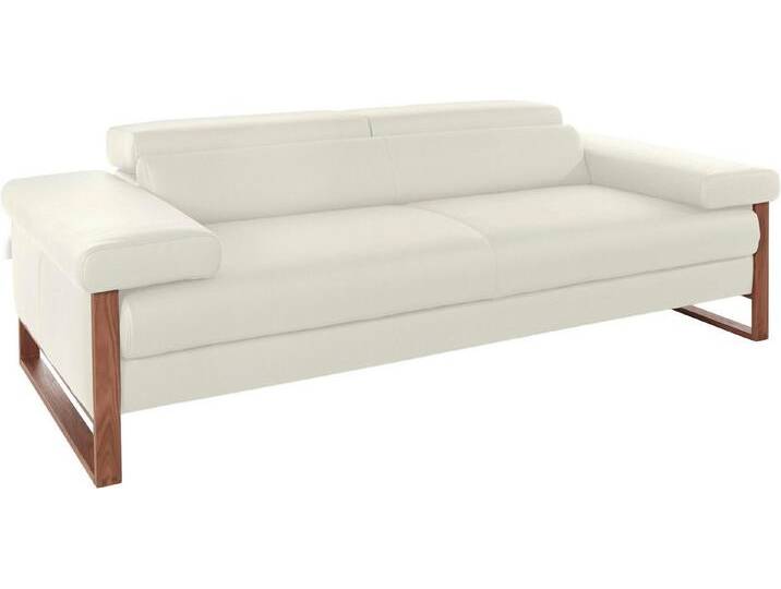 W.SCHILLIG 2,5-Sitzer finn, German Design Award 2016, Fußgestell Nussbaum natur, Breite 230 cm, weiß von Willi-Schillig