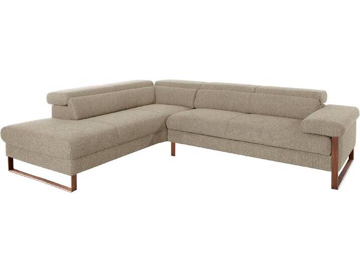 W.SCHILLIG Ecksofa finn, Designsofa mit tollem Sitzkomfort, bequem, L-Form, German Design Award 2016, Fußgestell Nussbaum natur, Breite 281 cm, braun von Willi-Schillig