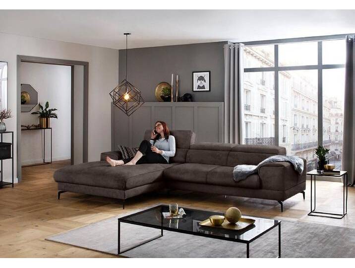 W.SCHILLIG Ecksofa piedroo, Designsofa mit tollem Sitzkomfort, L-Form, Kopfteilverstellung, Breite 303cm, braun von Willi-Schillig