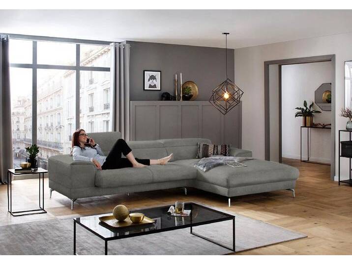 W.SCHILLIG Ecksofa piedroo, Designsofa mit tollem Sitzkomfort, bequem und elegant, L-Form, Kopfteilverstellung, Breite 303cm, grau von Willi-Schillig