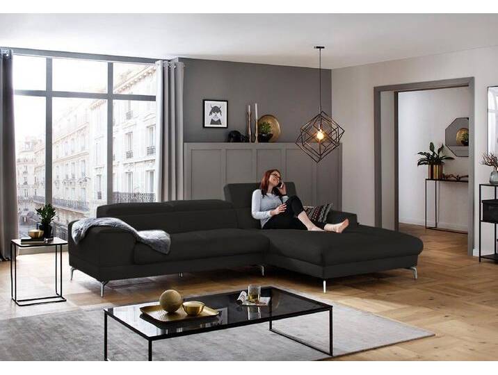 W.SCHILLIG Ecksofa piedroo, Designsofa mit tollem Sitzkomfort, bequem und elegant, L-Form, Kopfteilverstellung, Breite 303cm, schwarz von Willi-Schillig