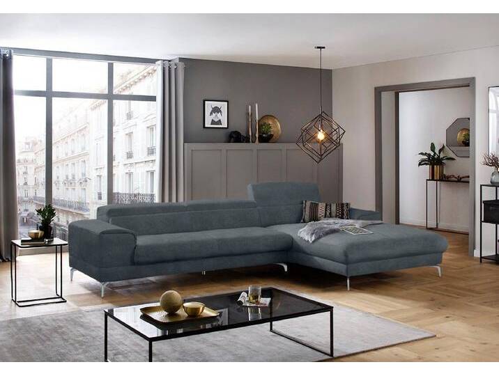 W.SCHILLIG Ecksofa piedroo, Designsofa mit tollem Sitzkomfort, bequem und elegant, L-Form, Kopfteilverstellung, Breite 343cm, blau von Willi-Schillig