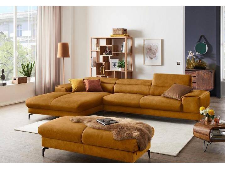 W.SCHILLIG Ecksofa piedroo, Designsofa mit tollem Sitzkomfort, bequem und elegant, L-Form, Kopfteilverstellung, Breite 343cm, gelb von Willi-Schillig
