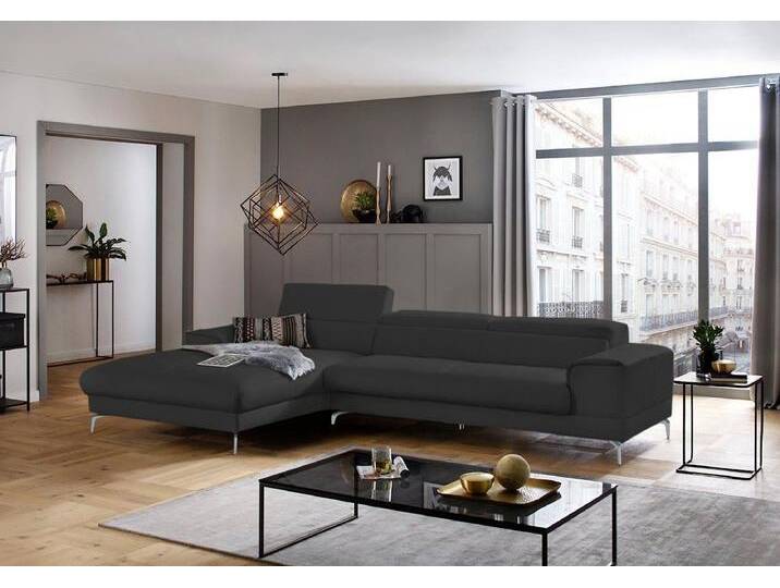 W.SCHILLIG Ecksofa piedroo, Designsofa mit tollem Sitzkomfort, bequem und elegant, L-Form, Kopfteilverstellung, Breite 343cm, grau von Willi-Schillig
