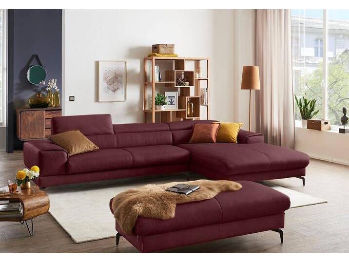 W.SCHILLIG Ecksofa piedroo, Designsofa mit tollem Sitzkomfort, bequem und elegant, L-Form, Kopfteilverstellung, Breite 343cm, rot von Willi-Schillig