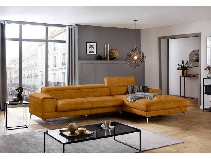 W.SCHILLIG Ecksofa piedroo, Designsofa mit tollem Sitzkomfort, elegant und bequem, L-Form, Kopfteilverstellung, Breite 343cm, gelb von Willi-Schillig