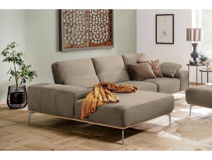 W.SCHILLIG Ecksofa run, Designsofa, bequem, L-Form, mit elegantem Holzsockel, Füße in Chrom glänzend, Breite 299 cm, beige, ecru W82 von Willi-Schillig