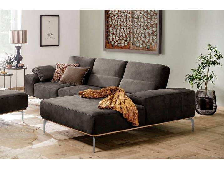 W.SCHILLIG Ecksofa run, Designsofa, bequem, L-Form, mit elegantem Holzsockel, Füße in Chrom glänzend, Breite 299 cm, grau, antracite S37 von Willi-Schillig