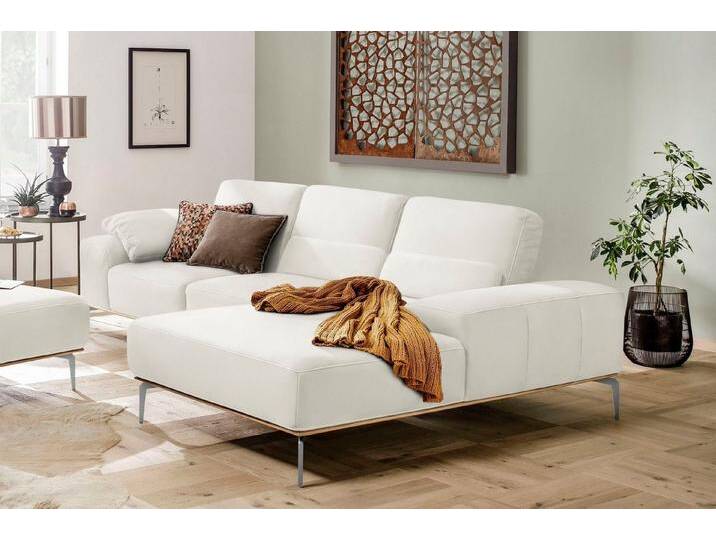 W.SCHILLIG Ecksofa run, Designsofa, bequem, L-Form, mit elegantem Holzsockel, Füße in Chrom glänzend, Breite 299 cm, weiß, white Z73 von Willi-Schillig