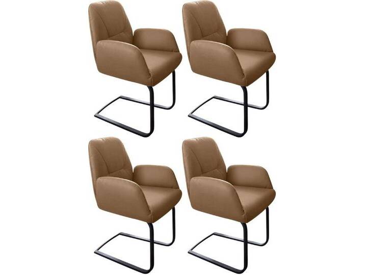 W.SCHILLIG Freischwinger ole (Set, 4 St), 2er- oder 4er-Set, Gestell in Schwarz pulverbeschichtet, braun, 4 St., fango Z69 von Willi-Schillig