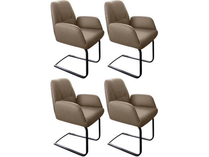 W.SCHILLIG Freischwinger ole (Set, 4 St), 2er- oder 4er-Set, Gestell in Schwarz pulverbeschichtet, braun, 4 St., stone Z59 von Willi-Schillig