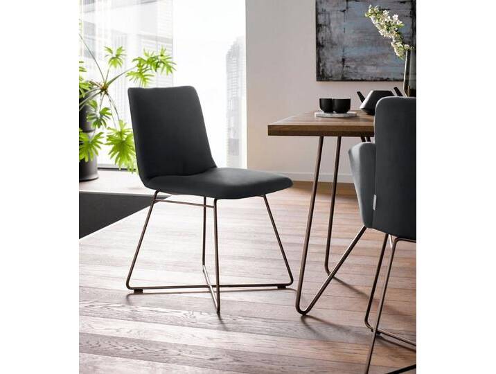 W.SCHILLIG Polsterstuhl jakob, mit Drahtrohrgestell in Bronze pulverbeschichtet, schwarz, schwarz Z59 von Willi-Schillig