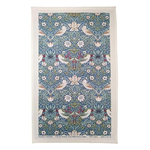 William Morris Strawberry Thief Geschirrtuch, Baumwolle, Blau von William Morris