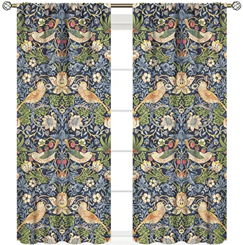 William Morris Vorhänge mit Blumenmuster, Aquarell, Vintage-Blumenkunst, Zimmerfenster, Behandlungen für Schlafzimmer, Wohnzimmer, 132,1 x 213,4 cm, Dekor von William Morris