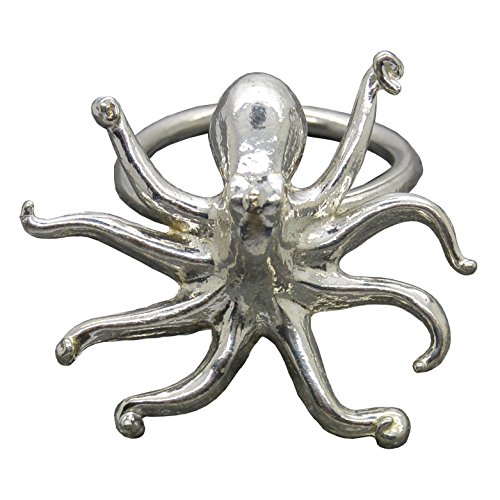 Willliam Sturt Serviettenringe, Oktopus-Serviettenringe, handgefertigt aus feinem Zinn, Zinn von William Sturt Fine Pewter