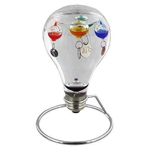Wm Widdop G148 Galileo-Thermometer in Glühbirnenform auf Metallständer von William Widdop