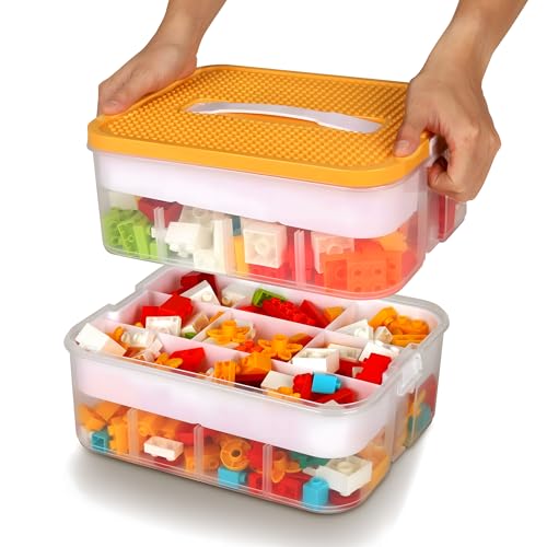 Aufbewahrung Box für Lego Bausteine Duplo Stapelbar Aufbewahrungsbox Spielzeugkiste Mit Deckel Kinder Spielzeug Kleinteile Sortierkasten Transparent Organizer Groß von WillingHeart