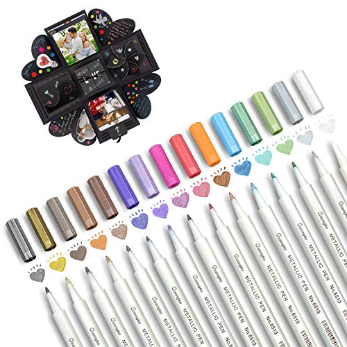 15 Farben Metallic Marker Stifte, Permanent Metallischen Stift Acrylstifte Pens für Kartenherstellung Fotoalbum Gästebuch Hochzeit Papier Stein (1MM) von Willingood