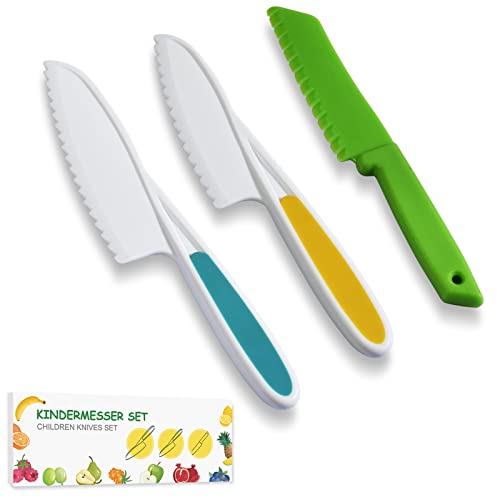 Willingood 3-teiliges Kindermesser ab 3 Jahren, Kinder Messer Schneiden Lernen, Ergonomisches Küchenmesser Koch Werkzeug, Kinderfreundliches von Willingood