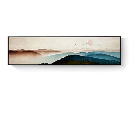 Willion Chinesische Stil Berge Moderne Leinwand Gemälde Poster und Drucke Wandkunst Bild Raumdekoration 50x150cm / 19,7"x59 Kein Rahmen von Willion