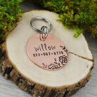 Floral Hand Gestempelt Pet Id Tag Personalisierte Hundehalsband Tag von WillisAndBella