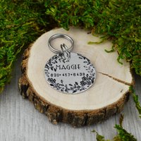 Floral Hand Gestempelt Pet Id Tag Personalisierte Hundehalsband Tag von WillisAndBella