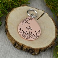 Hand Gestempelt Blumen Pet Id Tag Personalisierte Hundehalsband Tag von WillisAndBella