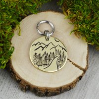 Handgestempelt Berg Haustier-Id-Tag Personalisierte Hundehalsband Tag von WillisAndBella
