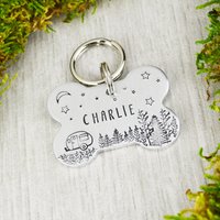 Handgestempelt Camping Haustier Id-Tag Personalisierte Hundehalsband Tag von WillisAndBella