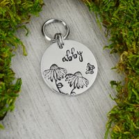 Handgestempelte Wildblumen Haustier-Id Und Halsband von WillisAndBella