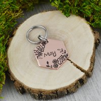 Handgestempelter Haustieranhänger Blumengarten, Personalisierter Hundeanhänger von WillisAndBella