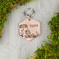 Handgestempelter Hexagon Haustier-Id-Tag Terrarium Roses, Individueller Hundehalsbandanhänger von WillisAndBella