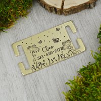 Handgestempelter Wildblumen Hundehalsbandanhänger Personalisierte Haustier Id von WillisAndBella