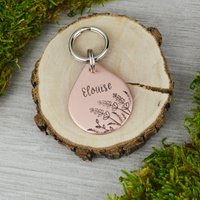Handgestempelte Lavendel Haustier Plakette Personalisierte Blumen Hundehalsband Plakette von WillisAndBella