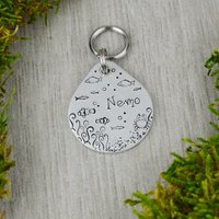 Under The Sea Pet Id Tag Handgestempelter Hundehalsbandanhänger Mit Blumenmuster von WillisAndBella