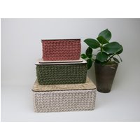 Personalisierte Rechteckige Aufbewahrungskörbchen/ Häkelkorb/ Wollkorb Mit Holzboden/ Utensilo/ Korb Deckel/ Personalisierte Rechteckige Aufbewahrungskörbchen/ Häkelkorb/ Wollkorb Mit Holzboden/ Utensilo/ Korb Deckel/ von WillisHolzkiste