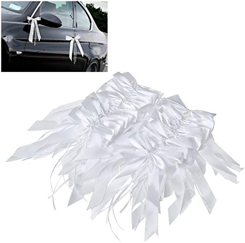 Willingood 60 Stück Antennenschleifen Autoschleifen Autoschmuck Dekoration für Hochzeit [Weiß] von Willingood