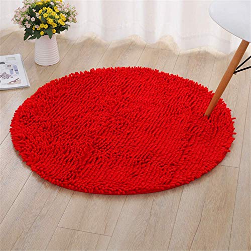 Willlly Runden Chenille Badematte Super Weicherbad Teppiche Anti Rutsch Bequeme Waschbarer Badteppich Flauschiger Badezimmerteppich In Shaggy Optik 60Cm,Champagner (Color : China Rot, Size : 100cm) von Willlly
