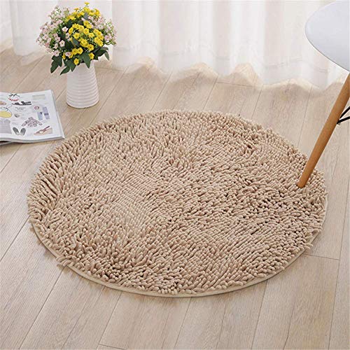 Willlly Runden Chenille Badematte Super Weicherbad Teppiche Anti Rutsch Bequeme Waschbarer Badteppich Flauschiger Badezimmerteppich In Shaggy Optik 60Cm,Champagner (Color : Kamel, Size : 60cm) von Willlly