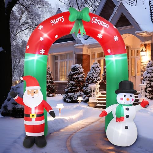 240 cm aufblasbarer Schneemann und Weihnachtsmann, Merry Welcome, Portal, Außendekoration mit Lichteffekten, LED, Schneemann, aufblasbar, Außendekoration, 240 cm 240 cm aufblasbarer Schneemann und Weihnachtsmann, Merry Welcome, Portal, Außendekoration mit Lichteffekten, LED, Schneemann, aufblasbar, Außendekoration, 240 cm von Willonin