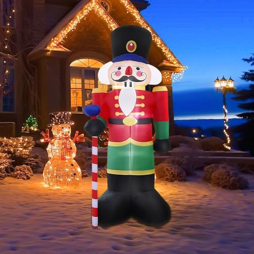 Aufblasbarer Weihnachtsmann, 240 cm – Nussknacker-Dekoration, aufblasbar, mit Soldaten-Szene mit LED von Willonin