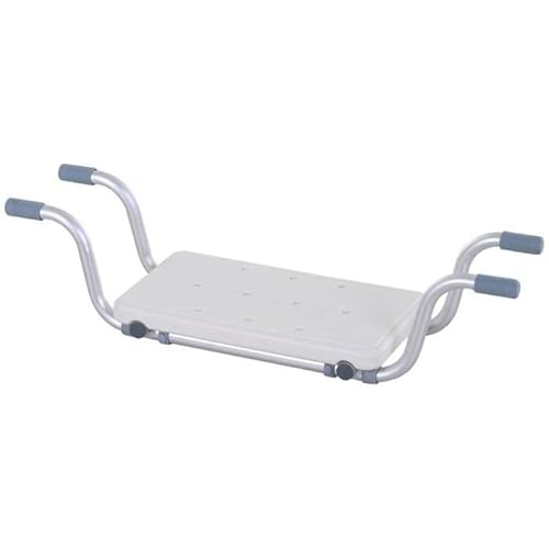 Badewannensitz – Hängender Badesitz verstellbar – Badhocker – Länge verstellbar 73 – 83 cm – Aluminium HDPE (Silberweiß) von Willonin