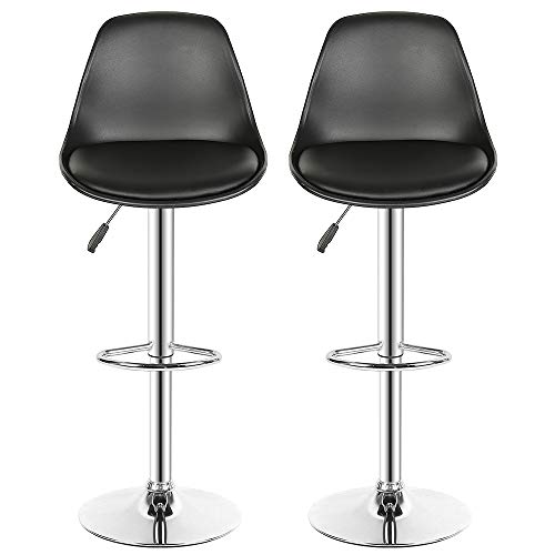 Barhocker, 360° drehbar, höhenverstellbar, skandinavischer Barhocker aus PU-Leder, für Bar, Küche und Haus, B - Schwarz von Willonin