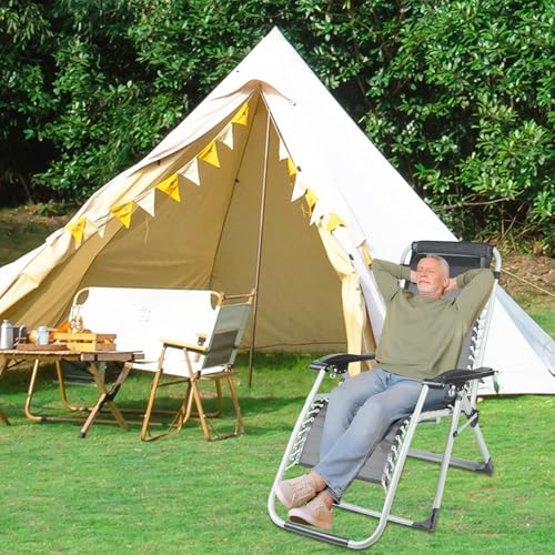 Liegestuhl – Campingstuhl, faltbar, ohne Schwerkraft, multifunktionales Tablett, Staubschutz, Kopfstütze und Augenmaske – Multi-Winkel-Einstellung, keine Installation erforderlich von Willonin