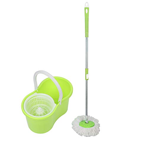 Mop Eimer und Wischmopp, Eimer Auswringer, Set aus Mopp und Eimer, enthält 1 Eimer mit Dörrung, 1 Wischstange, 2 wiederverwendbare Mikrofaser-Köpfe (Violett) von Willonin