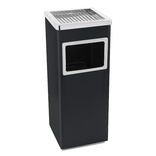 Mülleimer mit Aschenbecher für den Außenbereich – Standaschenbecher aus Edelstahl mit Mülleimer – 24 x 24 x 60 cm 35 l – Schwarz, 1 Stück Mülleimer mit Aschenbecher für den Außenbereich – Standaschenbecher aus Edelstahl mit Mülleimer – 24 x 24 x 60 cm 35 l – Schwarz, 1 Stück von Willonin