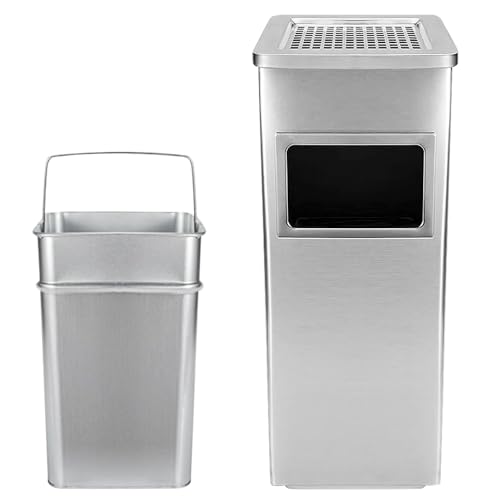 Mülleimer mit Aschenbecher für den Außenbereich – Standaschenbecher aus Edelstahl mit Mülleimer – geeignet für verschiedene Umgebungen, einschließlich kommerzielle, häusliche und kulinarische von Willonin