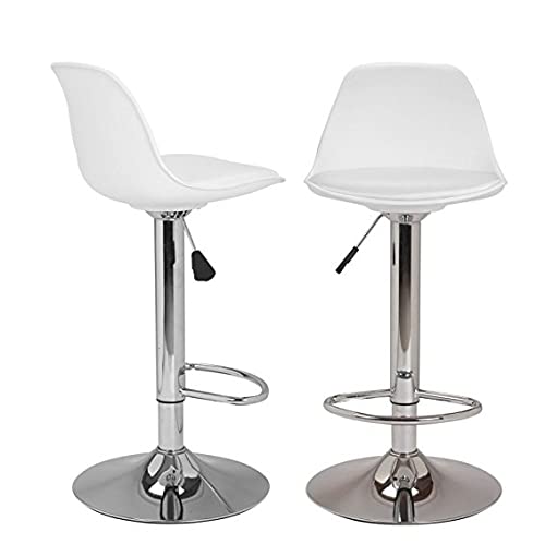 Willonin Barhocker, Barhocker, Küchenhocker, Barhocker, Barhocker, 360° drehbar, höhenverstellbar, Weiß, 2 Stück Willonin Barhocker, Barhocker, Küchenhocker, Barhocker, Barhocker, 360° drehbar, höhenverstellbar, Weiß, 2 Stück von Willonin