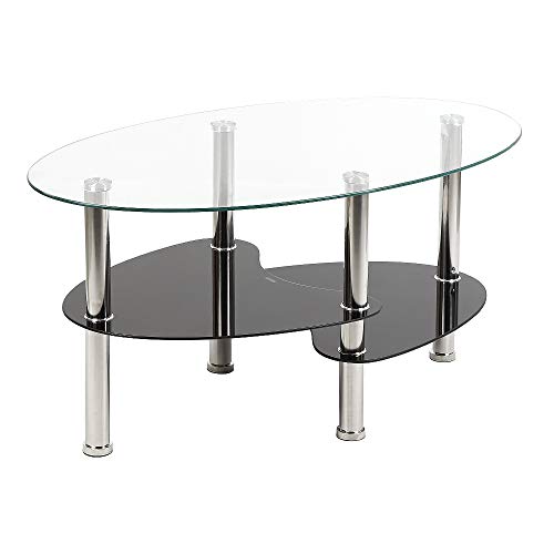 Willonin Couchtisch, Couchtisch aus Gehärtetem Glas | Glastisch Eignet Sich Sehr gut als Beistelltisch/Wohnzimmertisch 90 * 50 * 43cm (Oben transparent unten schwarz) von Willonin